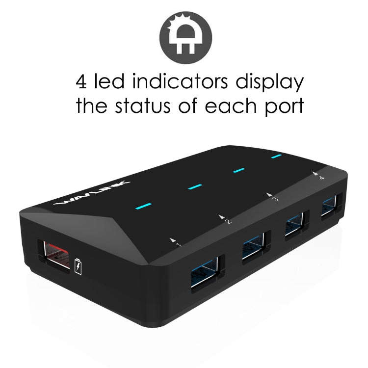 WAVLINK WL-UH3042P1 2.4A Fast Charging Adapter for Keyboard Mouse 4-Port USB3.0 HUB(EU Plug)