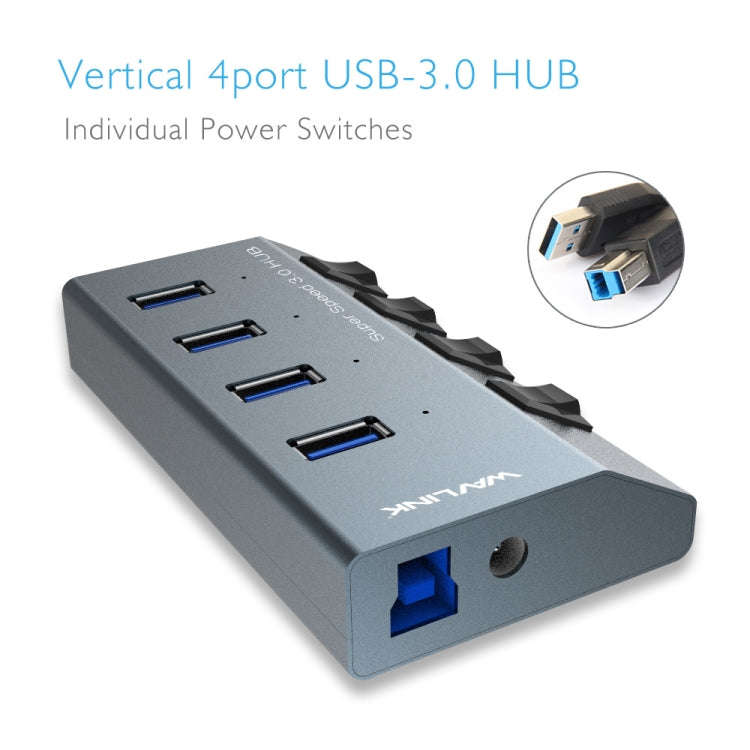 WAVLINK WL-UH3049 USB 3.0 4-Ports Desktop Fast Charger Station with Independent Switch(UK Plug)