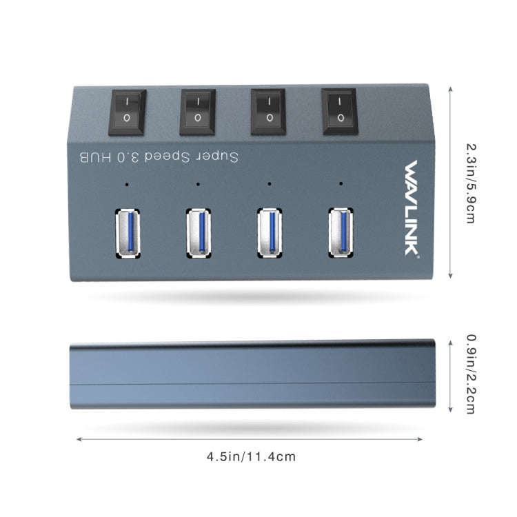 WAVLINK WL-UH3049 USB 3.0 4-Ports Desktop Fast Charger Station with Independent Switch(UK Plug)