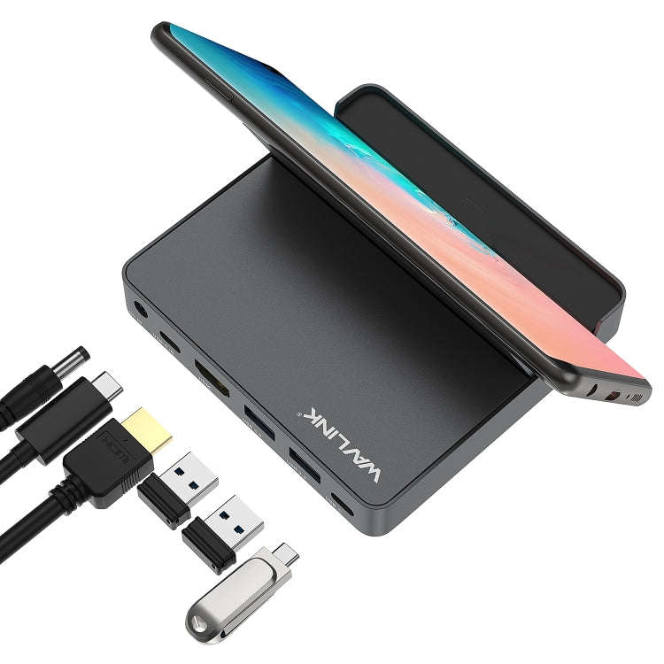 WAVLINK WL-UHP3D01 Portable Type-C Cell Phone Docking Station Multi-Port USB HUB Adapter(AU Plug)