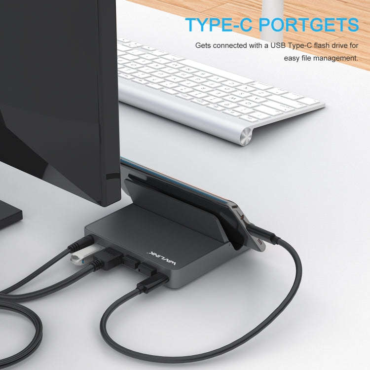 WAVLINK WL-UHP3D01 Portable Type-C Cell Phone Docking Station Multi-Port USB HUB Adapter(AU Plug)
