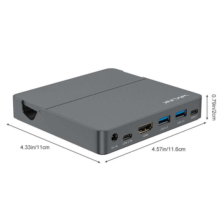 WAVLINK WL-UHP3D01 Portable Type-C Cell Phone Docking Station Multi-Port USB HUB Adapter(AU Plug)