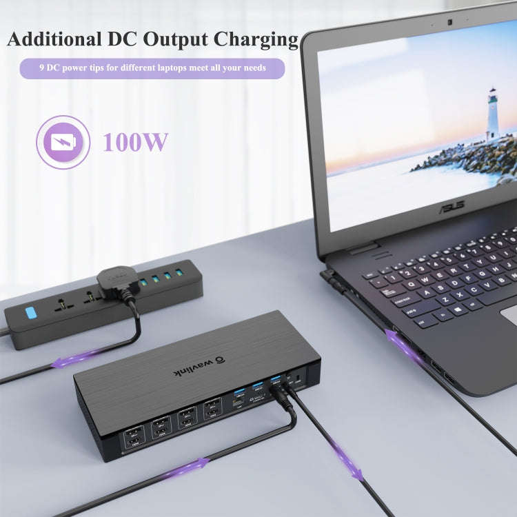 WAVLINK UG69PD10 1 to 4 Screens 4K/5K AV Transfer USB-C to HD Type-C Docking Station Hub, Plug:UK...