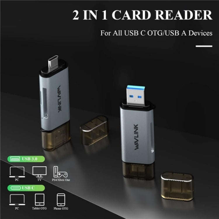 WAVLINK WL-CR3002 Multi-Function Mini Aluminum Alloy Shell Type-C+USB3.0 SD/TF Card Reader