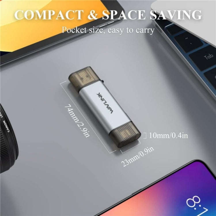 WAVLINK WL-CR3002 Multi-Function Mini Aluminum Alloy Shell Type-C+USB3.0 SD/TF Card Reader