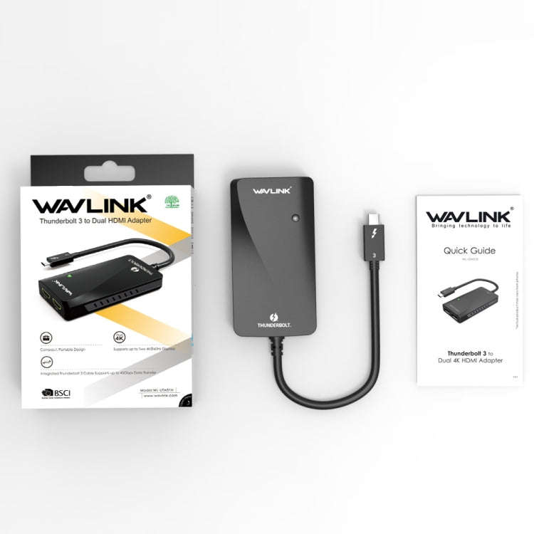 WAVLINK WL-UTA01H Type-C Thunderbolt 3 to Dual HDMI Multi-Screen Extender Splitter Adapter