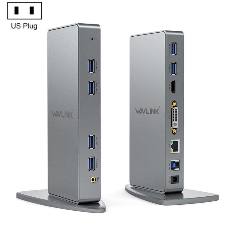 WAVLINK WL-UG39DK7 USB3.0 Hub Adapter Multi-Screen Graphics Card Universal Docking Station, Plug:...