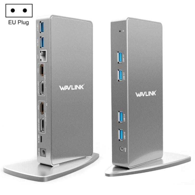 WAVLINK WL-UG69DK7 Laptops Type-C Universal Desktop Docking Station Aluminum Alloy HUB Adapter(EU...