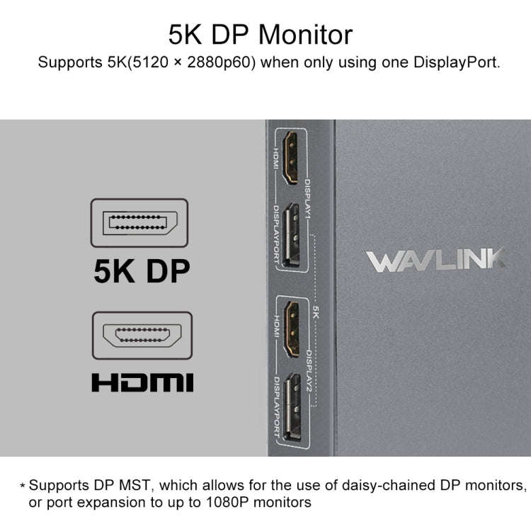 WAVLINK WL-UG69DK7 Laptops Type-C Universal Desktop Docking Station Aluminum Alloy HUB Adapter(EU...