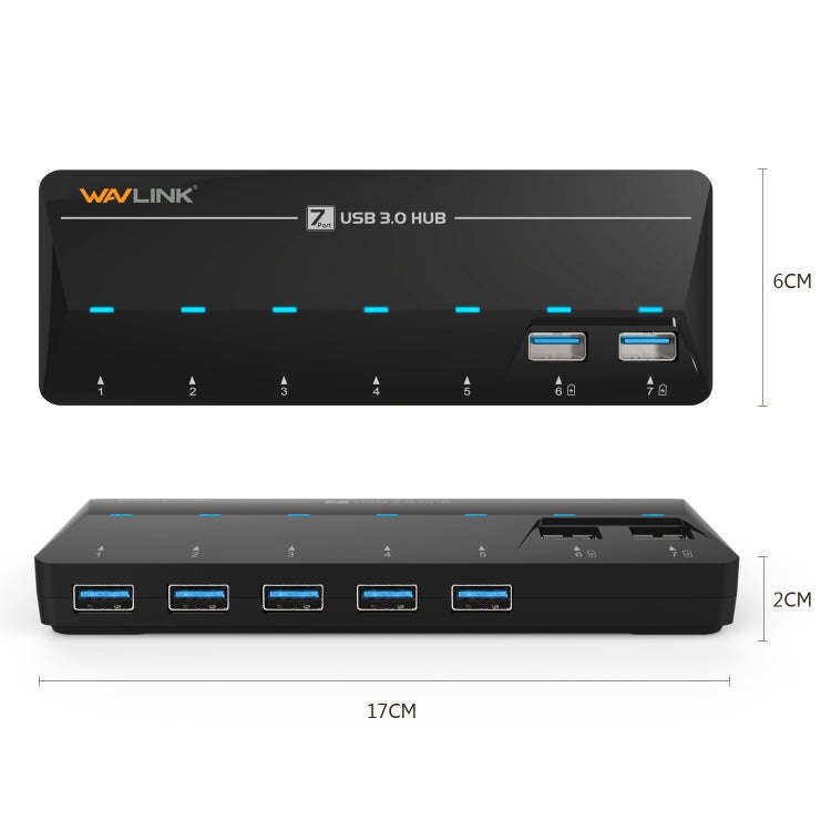 WAVLINK WL-UH3073D USB3.0 HUB Adapter 7-Port Docking Station with Individual Switch(AU Plug)