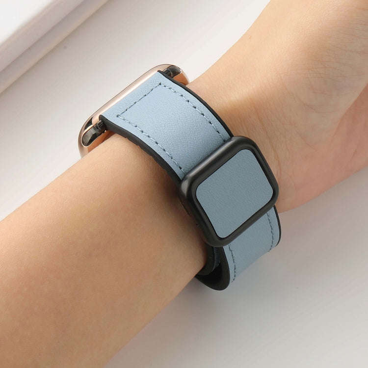 For Apple Watch SE 2023 40mm Fold Magnetic Square Buckle PU Silicone Watch Band(Dark Brown)