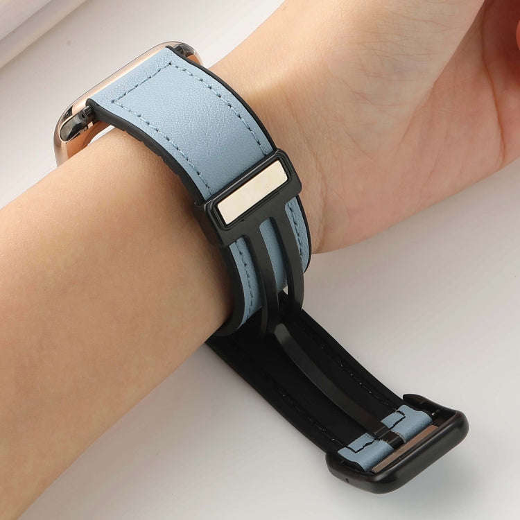 For Apple Watch SE 2023 40mm Fold Magnetic Square Buckle PU Silicone Watch Band(Dark Brown)