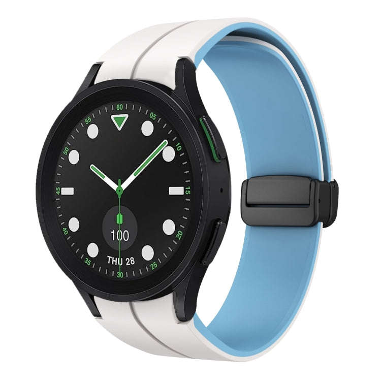 For Samsung Galaxy watch 5 Golf Edition Two Color Magnetic Folding Buckle Silicone Watch Band(Whi...