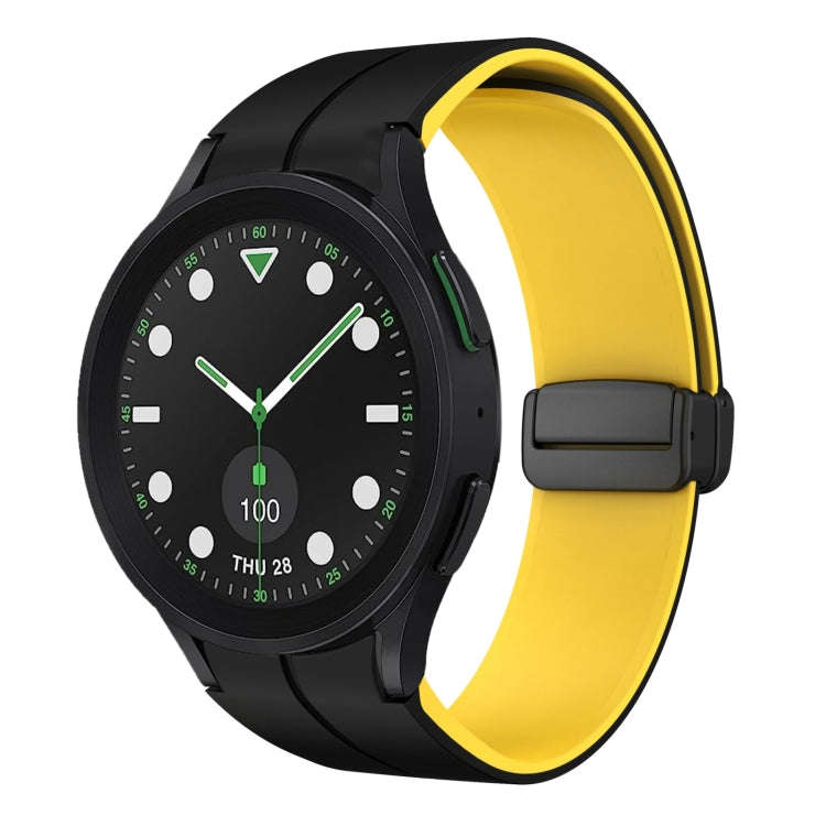 For Samsung Galaxy watch 5 Golf Edition Two Color Magnetic Folding Buckle Silicone Watch Band(Bla...