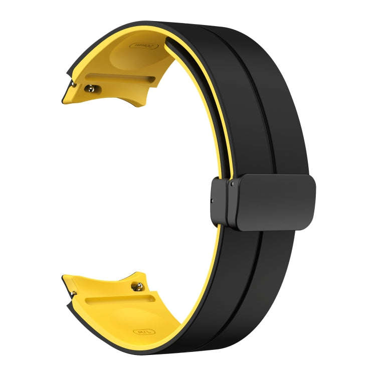 For Samsung Galaxy watch 5 Golf Edition Two Color Magnetic Folding Buckle Silicone Watch Band(Bla...