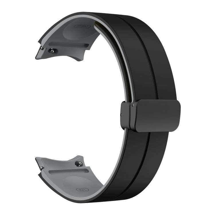 For Samsung Galaxy watch 5 Golf Edition Two Color Magnetic Folding Buckle Silicone Watch Band(Bla...