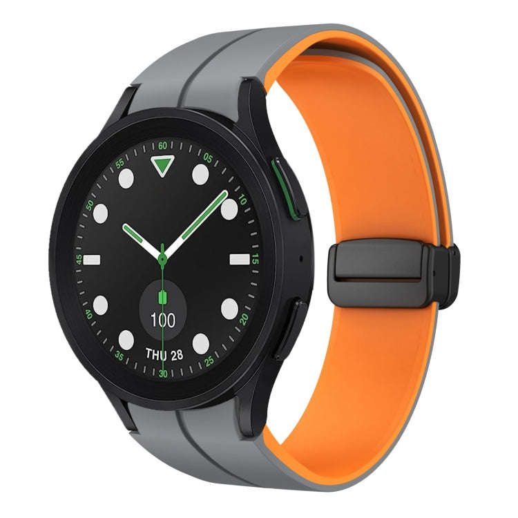 For Samsung Galaxy watch 5 Golf Edition Two Color Magnetic Folding Buckle Silicone Watch Band(Gre...