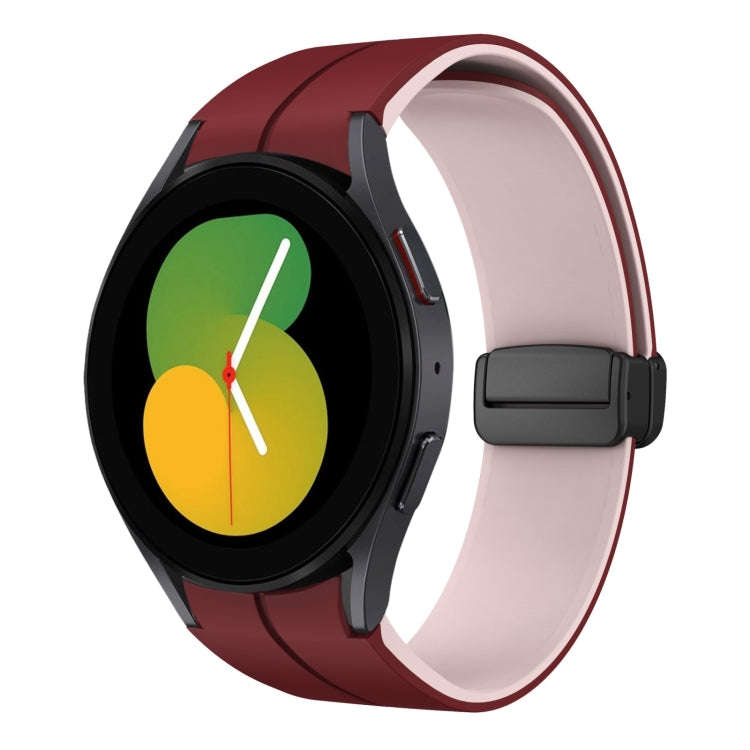 For Samsung Galaxy Watch 5  44mm Two Color Magnetic Folding Buckle Silicone Watch Band(Wine Red+P...