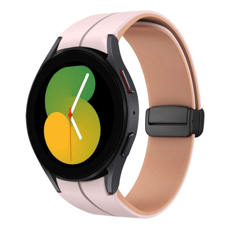 For Samsung Galaxy Watch 5  44mm Two Color Magnetic Folding Buckle Silicone Watch Band(Pink+Rose ...