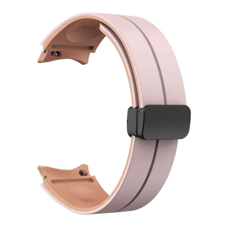 For Samsung Galaxy Watch 5  44mm Two Color Magnetic Folding Buckle Silicone Watch Band(Pink+Rose ...