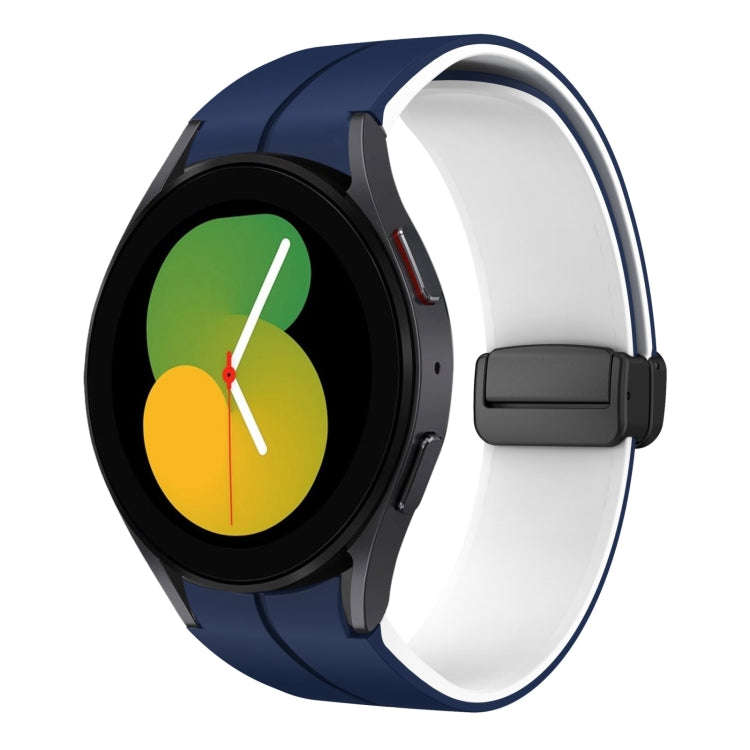 For Samsung Galaxy Watch 5  44mm Two Color Magnetic Folding Buckle Silicone Watch Band(Midnight B...