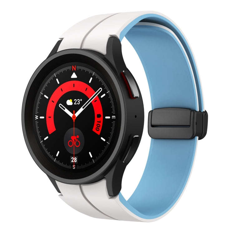 For Samsung Galaxy Watch 5 Pro  45mm Two Color Magnetic Folding Buckle Silicone Watch Band(White+...