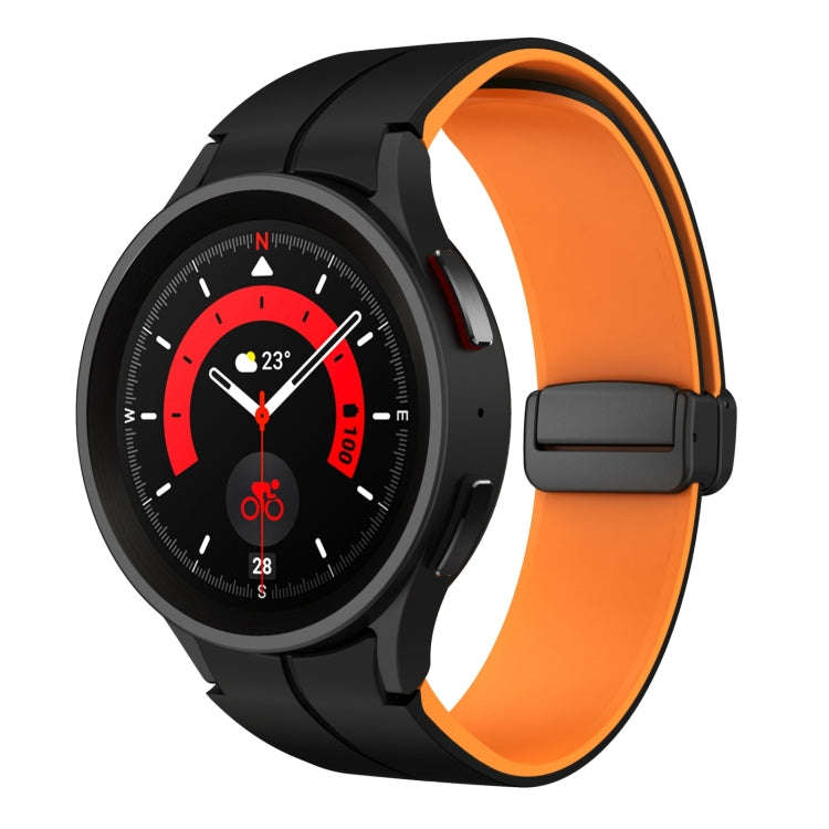 For Samsung Galaxy Watch 5 Pro  45mm Two Color Magnetic Folding Buckle Silicone Watch Band(Black+...