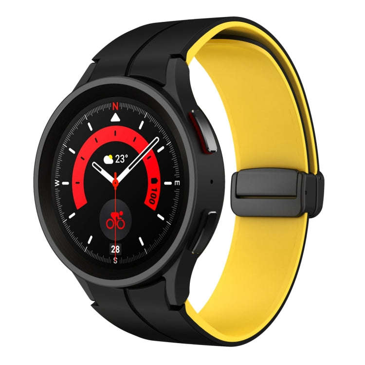 For Samsung Galaxy Watch 5 Pro  45mm Two Color Magnetic Folding Buckle Silicone Watch Band(Black+...