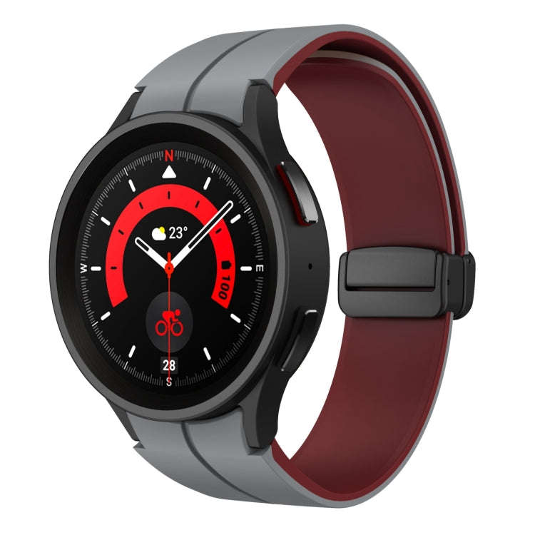 For Samsung Galaxy Watch 5 Pro  45mm Two Color Magnetic Folding Buckle Silicone Watch Band(Grey+W...