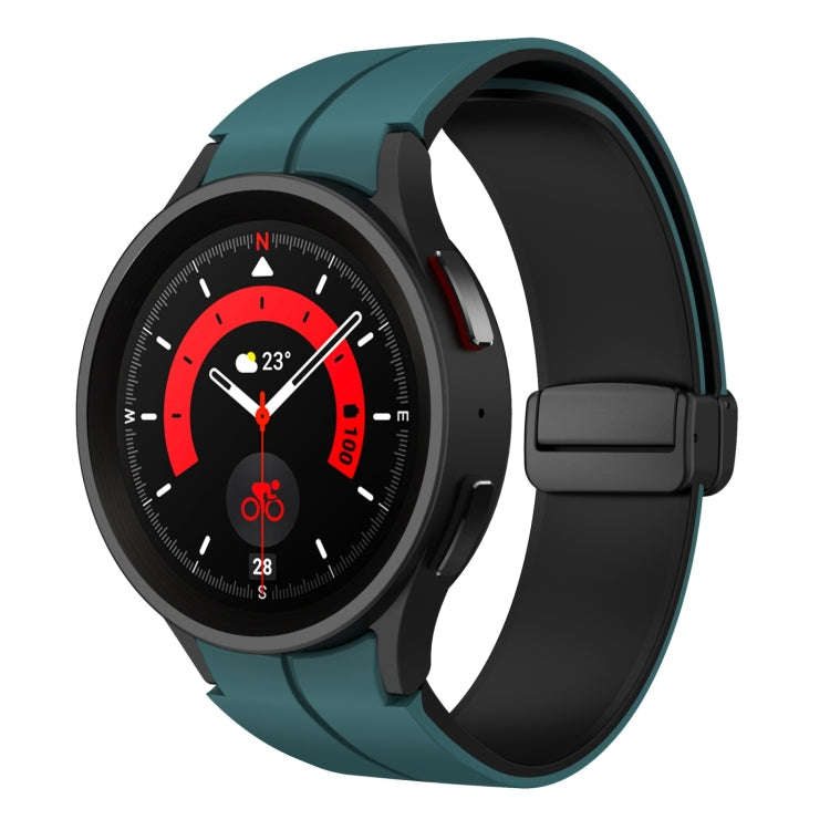 For Samsung Galaxy Watch 5 Pro  45mm Two Color Magnetic Folding Buckle Silicone Watch Band(Green+...