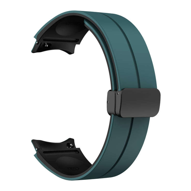 For Samsung Galaxy Watch 5 Pro  45mm Two Color Magnetic Folding Buckle Silicone Watch Band(Green+...
