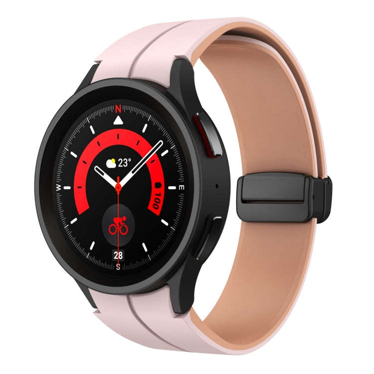 For Samsung Galaxy Watch 5 Pro  45mm Two Color Magnetic Folding Buckle Silicone Watch Band(Pink+R...
