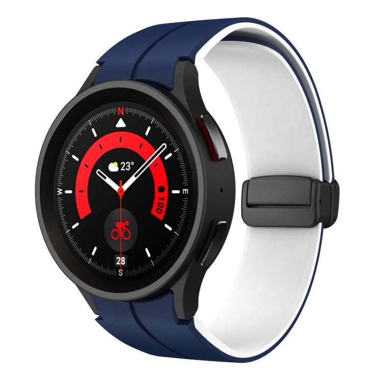 For Samsung Galaxy Watch 5 Pro  45mm Two Color Magnetic Folding Buckle Silicone Watch Band(Midnig...