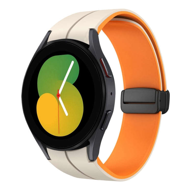 For Samsung Galaxy Watch 5  40mm Two Color Magnetic Folding Buckle Silicone Watch Band(Starlight+...