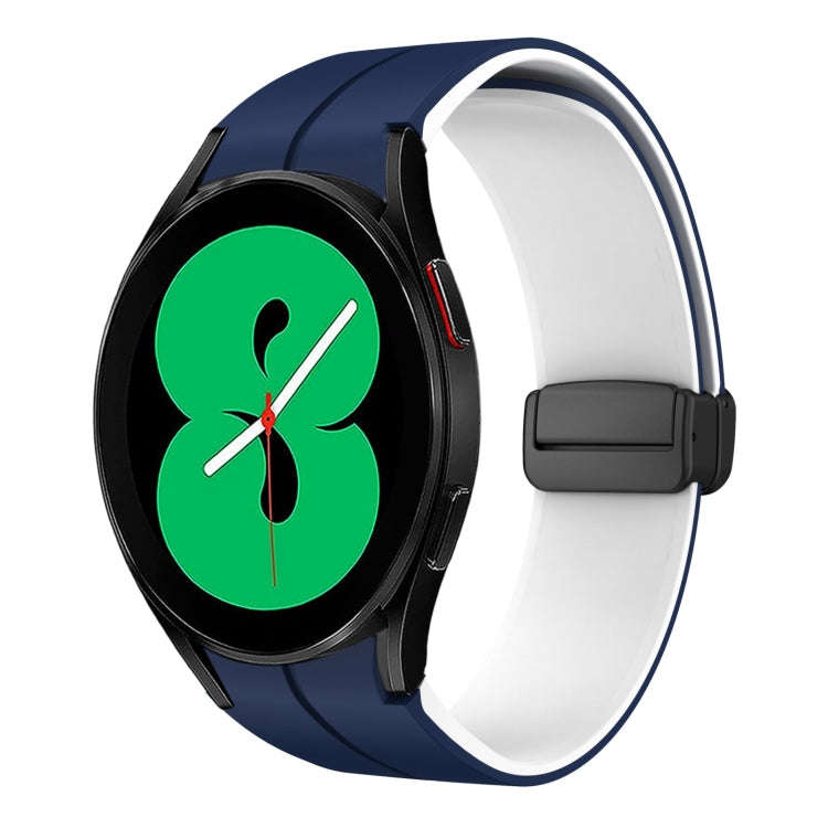 For Samsung Galaxy Watch 4 44mm Two Color Magnetic Folding Buckle Silicone Watch Band(Midnight Bl...