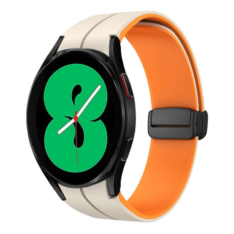 For Samsung Galaxy Watch 4 44mm Two Color Magnetic Folding Buckle Silicone Watch Band(Starlight+O...