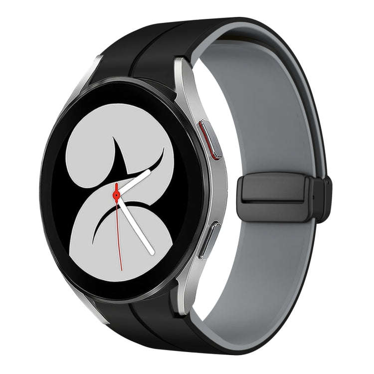 For Samsung Galaxy Watch 4 40mm Two Color Magnetic Folding Buckle Silicone Watch Band(Black+Grey)