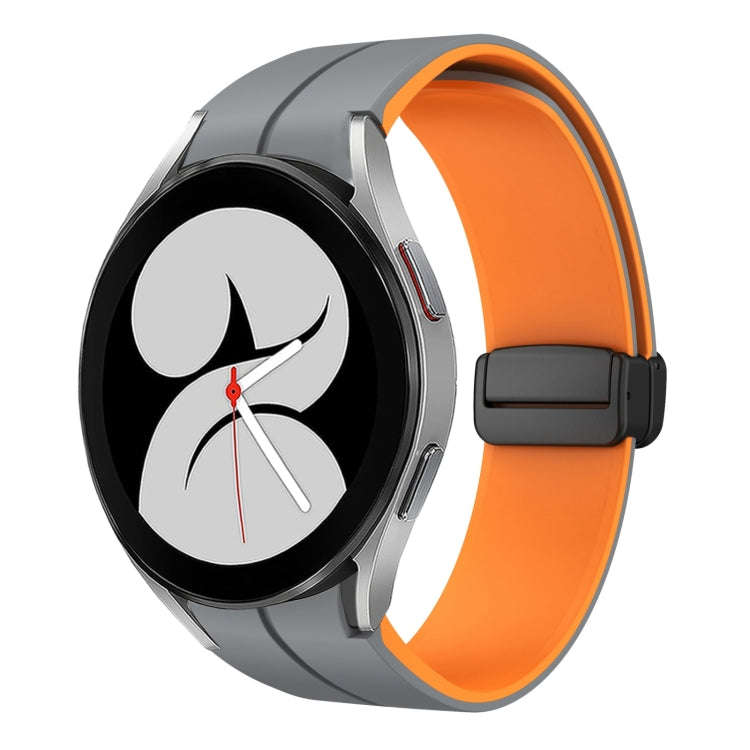 For Samsung Galaxy Watch 4 40mm Two Color Magnetic Folding Buckle Silicone Watch Band(Grey+Orange)