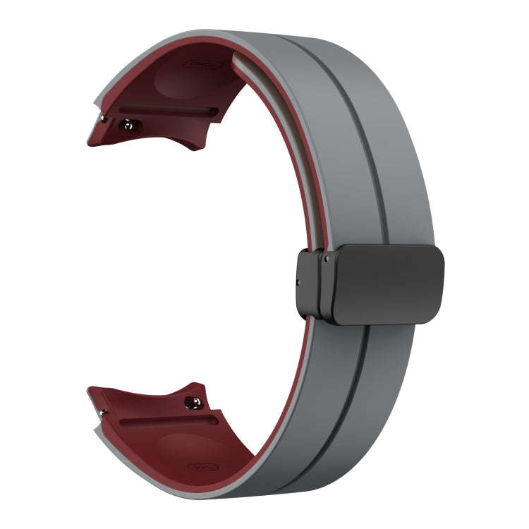 For Samsung Galaxy Watch 4 40mm Two Color Magnetic Folding Buckle Silicone Watch Band(Grey+Wine Red)