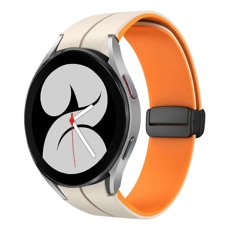 For Samsung Galaxy Watch 4 40mm Two Color Magnetic Folding Buckle Silicone Watch Band(Starlight+O...