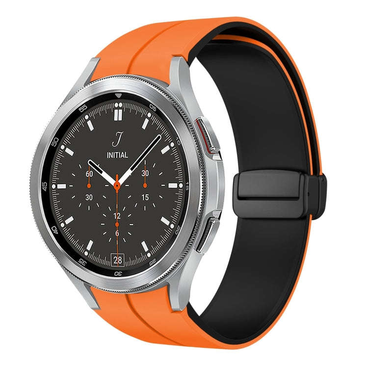 For Samsung  Galaxy Watch 4 Classic 46mm Two Color Magnetic Folding Buckle Silicone Watch Band(Or...