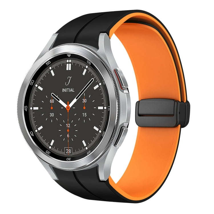For Samsung  Galaxy Watch 4 Classic 46mm Two Color Magnetic Folding Buckle Silicone Watch Band(Bl...