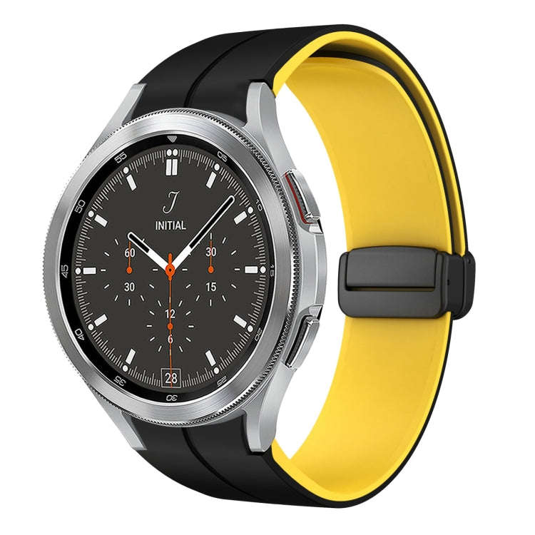 For Samsung  Galaxy Watch 4 Classic 46mm Two Color Magnetic Folding Buckle Silicone Watch Band(Bl...