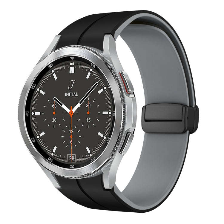 For Samsung  Galaxy Watch 4 Classic 46mm Two Color Magnetic Folding Buckle Silicone Watch Band(Bl...