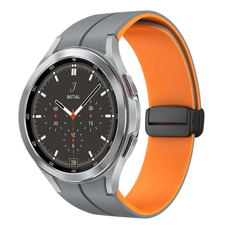 For Samsung  Galaxy Watch 4 Classic 46mm Two Color Magnetic Folding Buckle Silicone Watch Band(Gr...