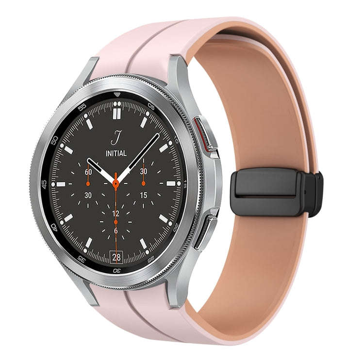 For Samsung  Galaxy Watch 4 Classic 46mm Two Color Magnetic Folding Buckle Silicone Watch Band(Pi...