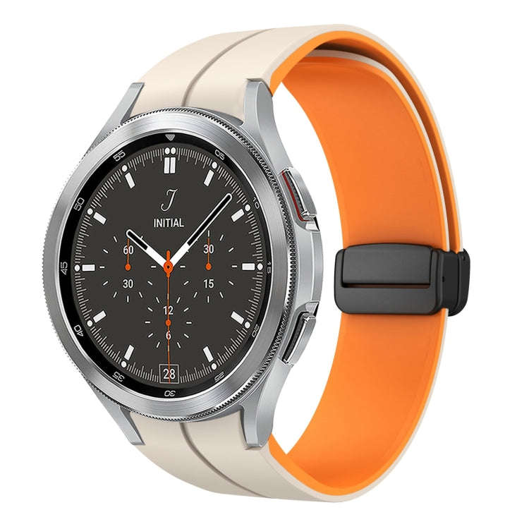 For Samsung  Galaxy Watch 4 Classic 46mm Two Color Magnetic Folding Buckle Silicone Watch Band(St...