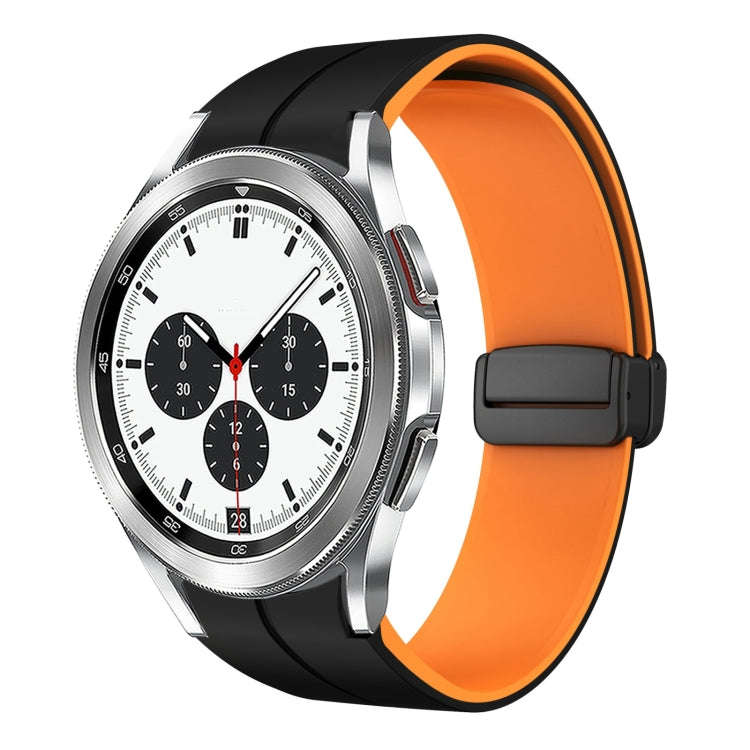 For Samsung  Galaxy Watch 4 Classic 42mm Two Color Magnetic Folding Buckle Silicone Watch Band(Bl...