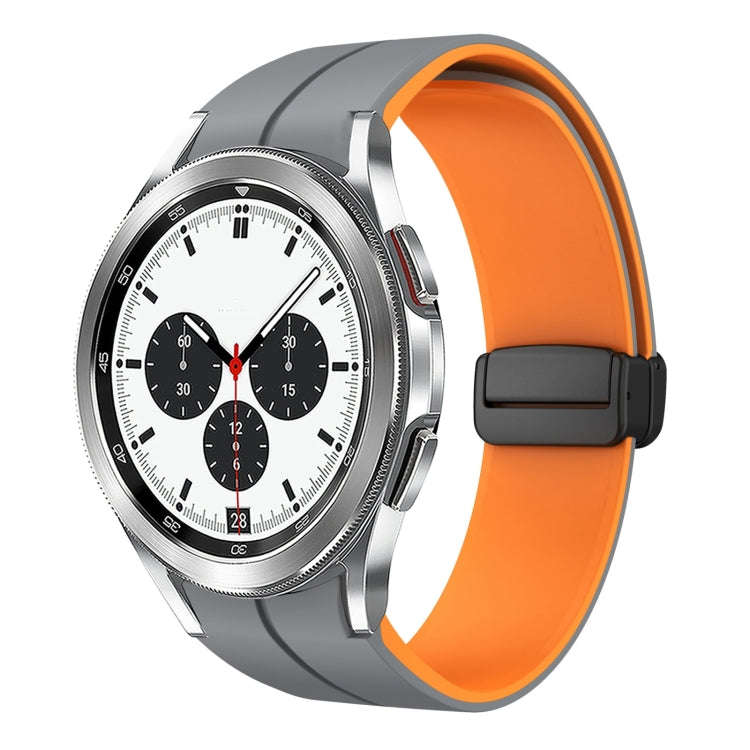 For Samsung  Galaxy Watch 4 Classic 42mm Two Color Magnetic Folding Buckle Silicone Watch Band(Gr...