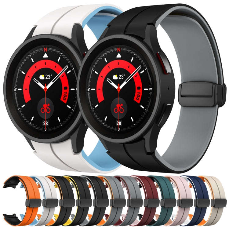 For Samsung Galaxy Watch 4 40mm Two Color Magnetic Folding Buckle Silicone Watch Band(White+Blue)
